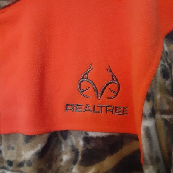 RealTree Fleece Jacket Mens L Camo Orange Hunting Full Zip Outdoors - Picture 2 of 8